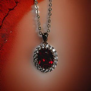 Rose Gold 2.2 ct Ruby 0.2 ct Zircon Vintage Pendant Necklace